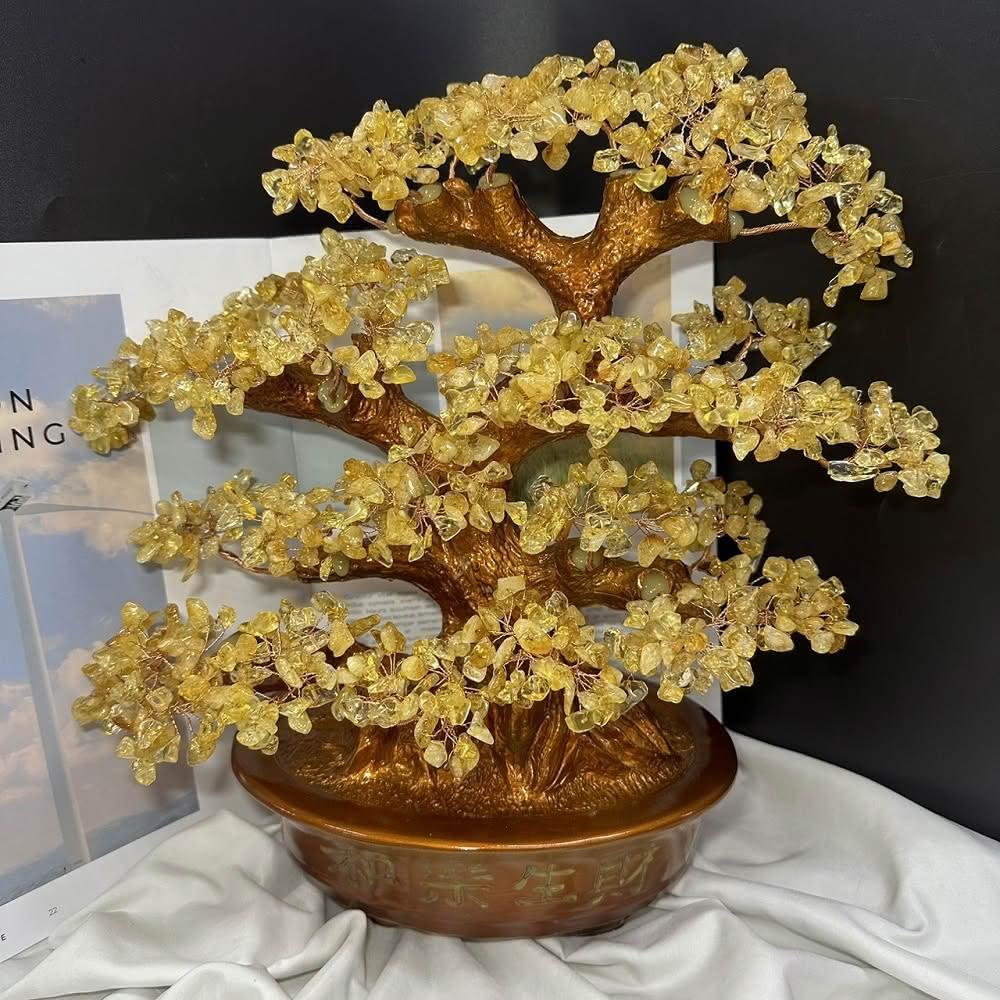千奇國際精品】熱銷款💕 大盆黃水晶樹(擺件送禮收藏)