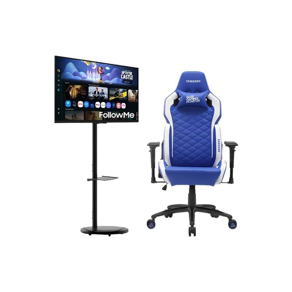 【Samsung 三星】FollowMe S43FM702UC 移動式智慧聯網螢幕組 + 001BLWH 特仕款 電競椅