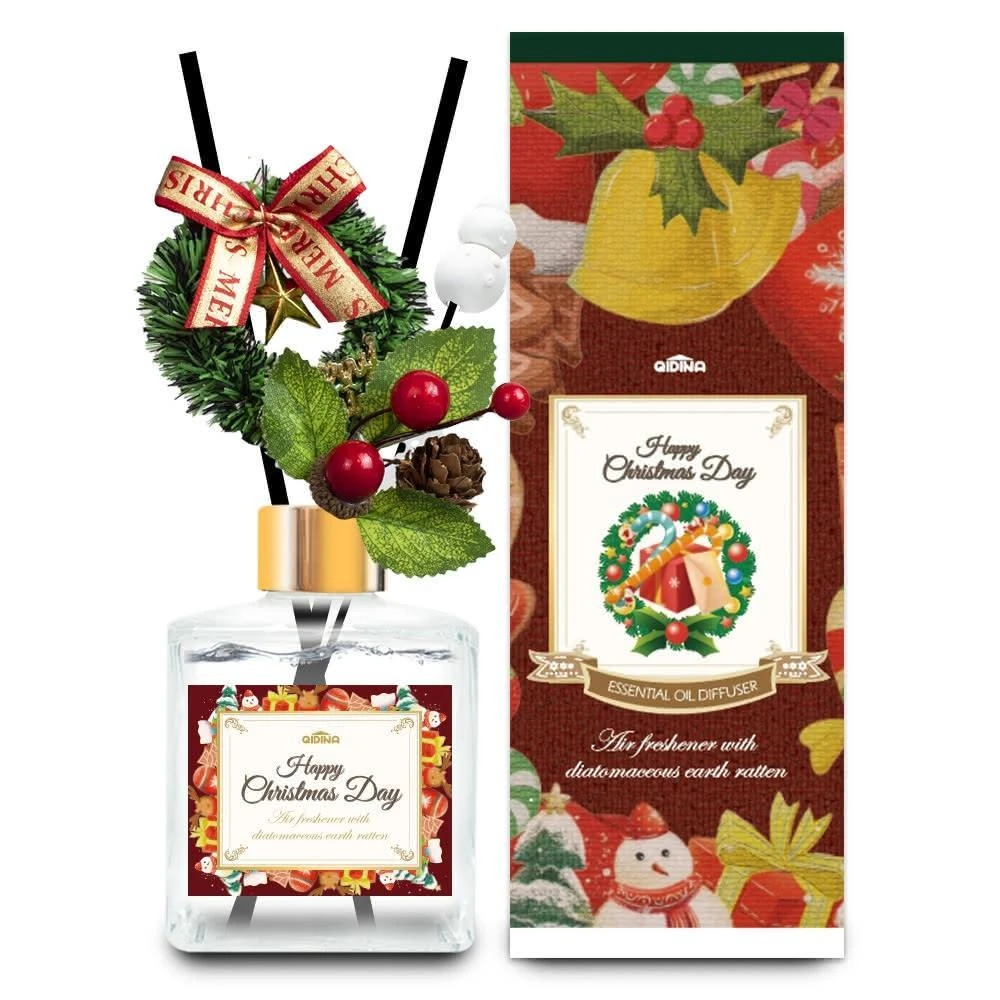 【QIDINA】聖誕花圈氣派款香氛珪藻土擴香瓶 200ML / 交換禮物 小蒼蘭 薰衣草 聖誕樹 聖誕禮物 聖誕節 香水