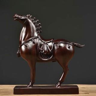 黑檀實木雕馬擺件生肖馬實木馬到成功家居辦公室紅木工藝品送禮品