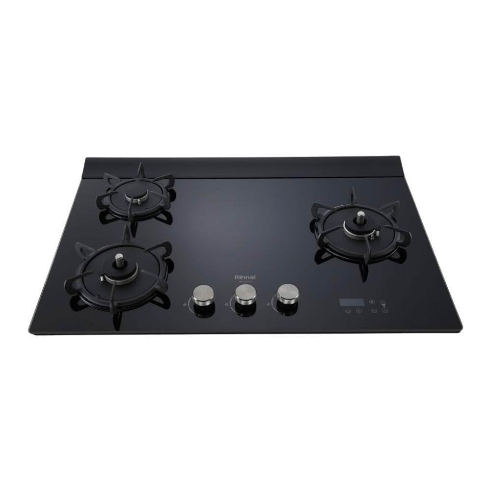 【林內】RB-A3760G(BR) 檯面式緻溫玻璃三口爐 (含基本安裝)｜緻溫系列｜檯面爐｜右大｜定時定溫｜一級能效｜瓦斯爐｜