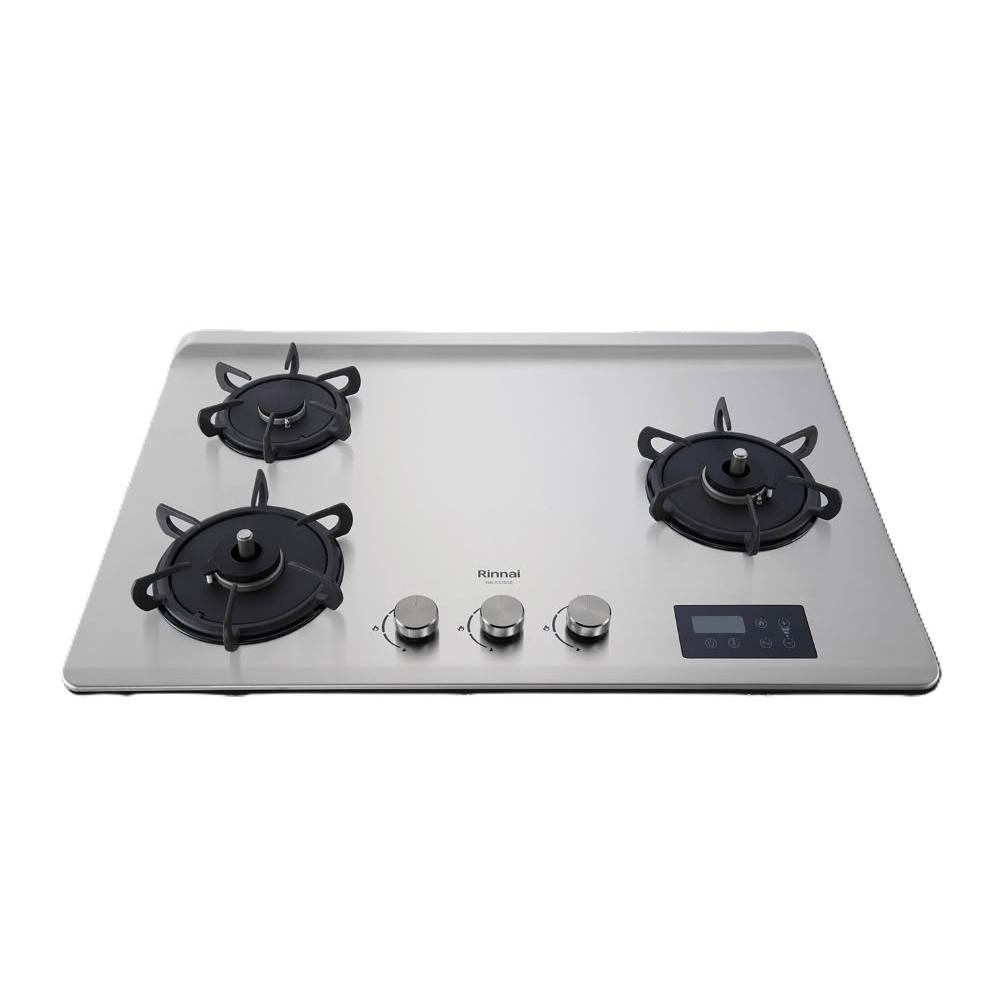 【林內】RB-A3760S(R) 檯面式緻溫不銹鋼三口爐 (含基本安裝)｜緻溫系列｜檯面爐｜右大｜定時定溫｜一級能效｜瓦斯爐｜
