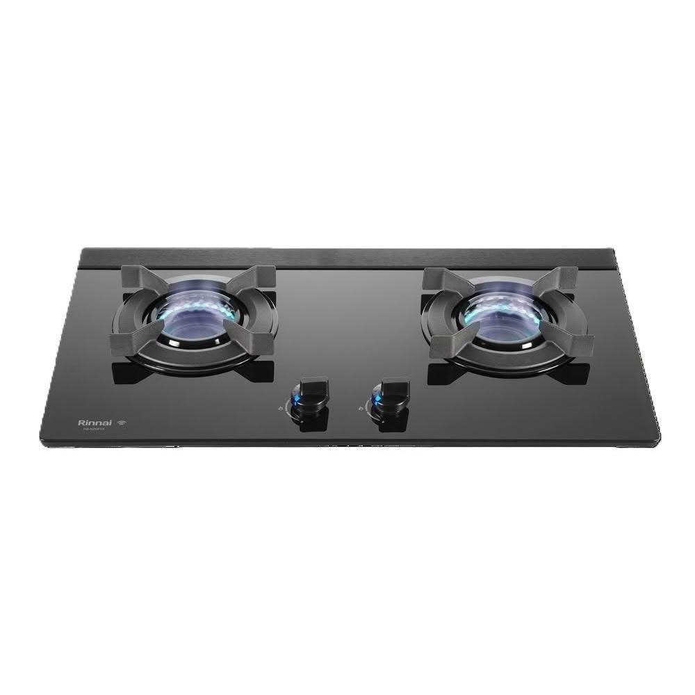 【林內】RB-N2681G 檯面式內焰玻璃雙口爐 (含基本安裝)|內焰系列|檯面爐|內焰防風|藍光旋鈕|一級能效|瓦斯爐|