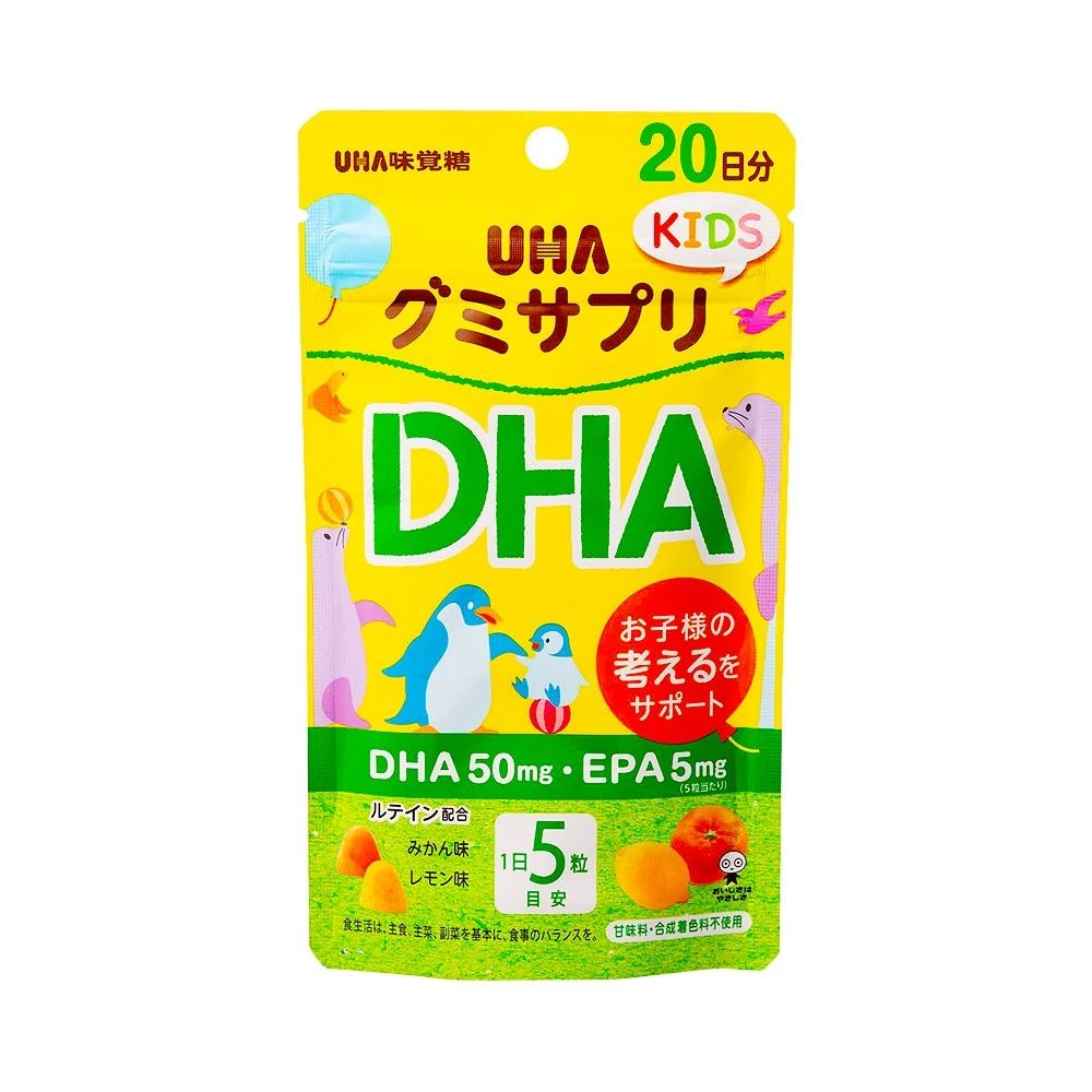 【UHA 味覺糖】兒童DHA補充軟糖 柑橘檸檬味 20天量