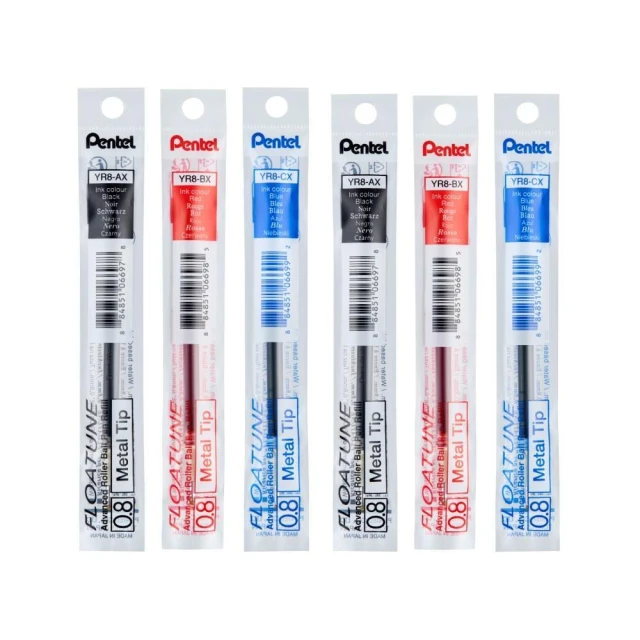 【Pentel 飛龍】FLOATUNE 輕滑鋼珠筆專用替芯 0.8 1.0 水性 筆芯 替芯 YR8 YR10