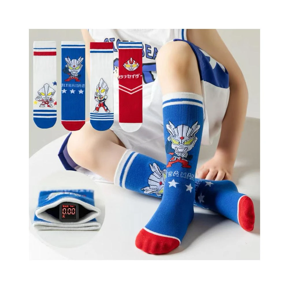 🔥台灣現貨➕發票兒童襪子夏季薄款純棉網眼長筒襪男童夏天奧特曼透氣小腿襪不勒腿