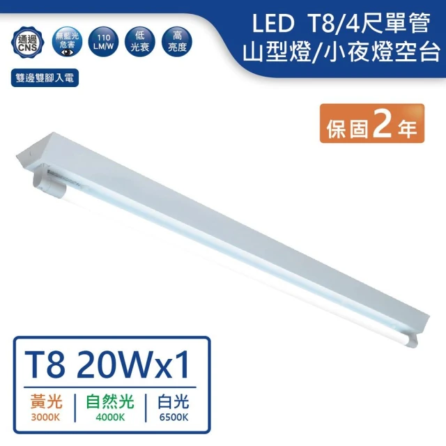LED T8/4尺單管山型燈空台/小夜燈款空台【實體門市保固兩年】-4143R5/41430MR1