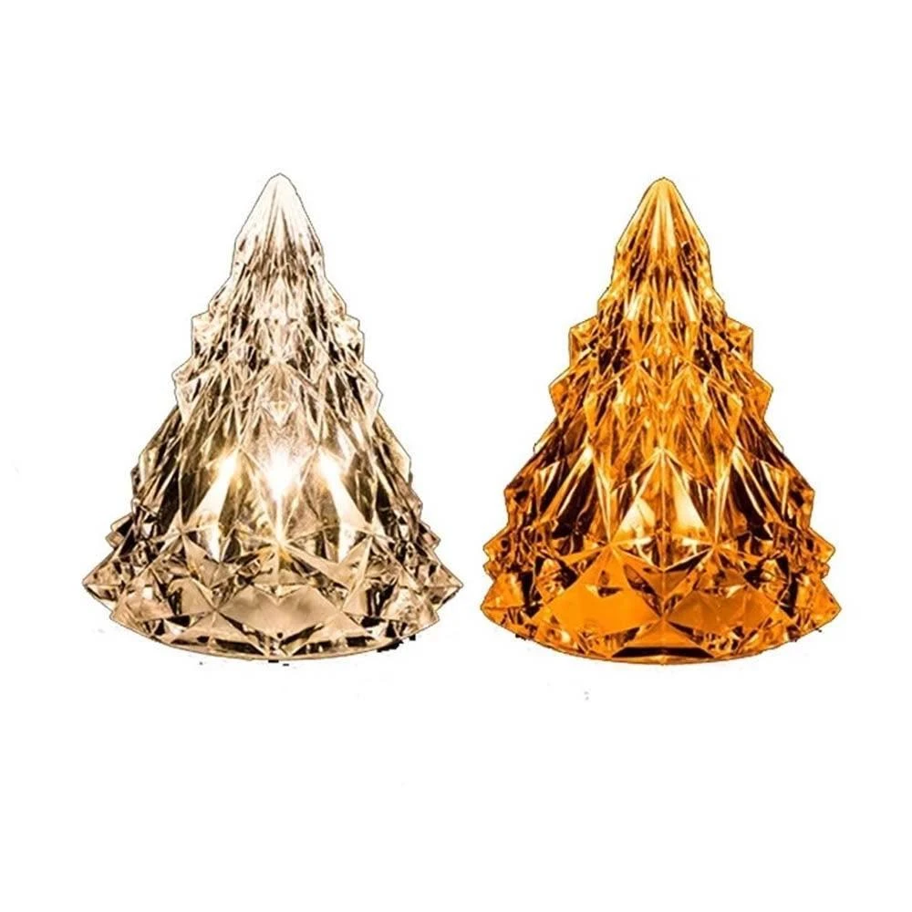 仿水晶聖誕樹夜燈 (聖誕節 LED聖誕樹小夜燈 蠟燭燈 仿真水晶 鑽石 冰山 桌面裝飾 擺放場景 燈光 派對裝飾 耶誕)