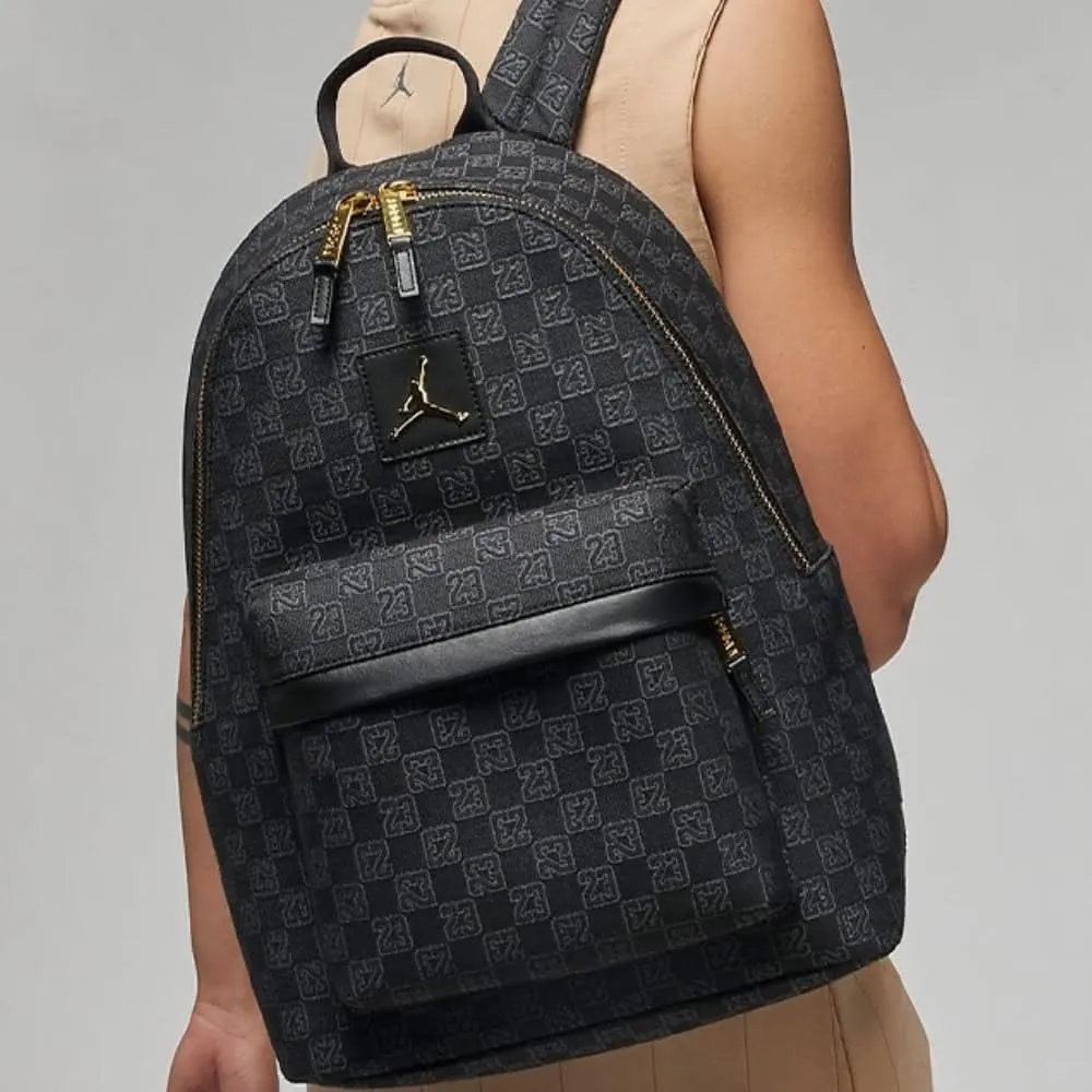 NIKE 耐吉】NIKE Air Jordan Monogram 復古老花金標後背包陳傑憲同款