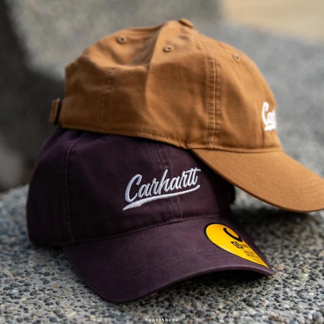carhartt】Carhartt 105247 帆布刺繡Logo 可調整老帽帽子黑莓卡其