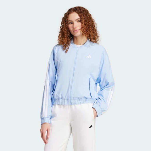 【adidas 愛迪達】ADIDAS 外套 ESSENTIALS  輕薄外套 水藍色  女JN2487