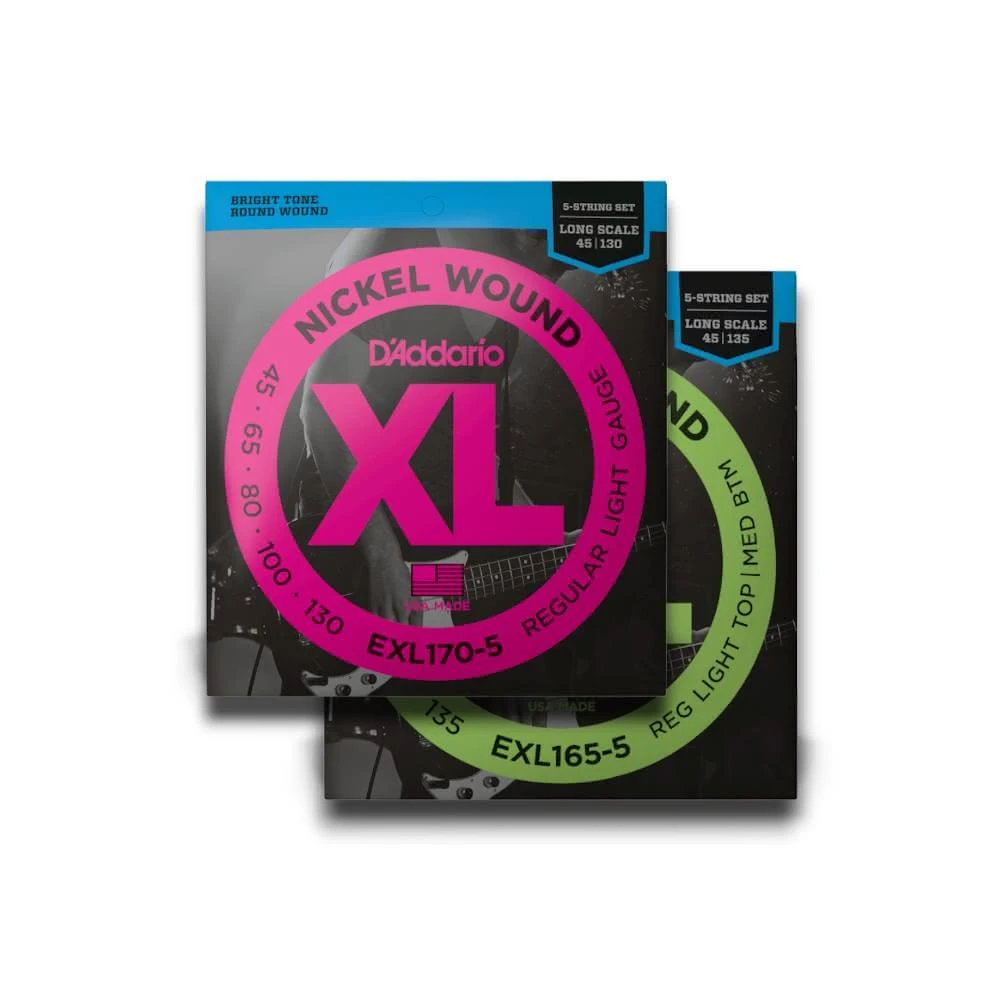 【D’Addario】卓越品質首選 鎳鍍鋼五弦貝斯弦｜EXL170-5 EXL165-5電貝斯弦 琴弦 Bass Strings