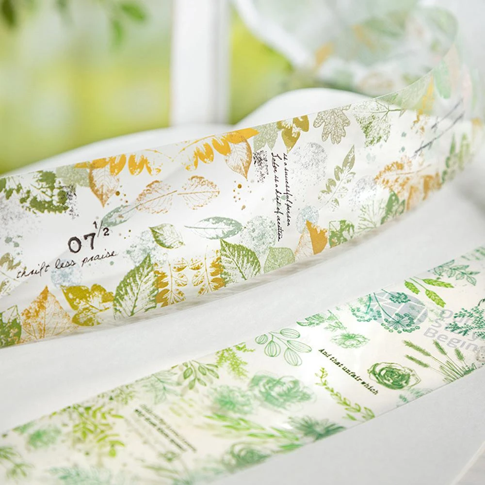 番茄醬少女 PET膠帶 植癒時光系列 6款 局部白墨 無模切 邊框膠帶 植物膠帶 背景膠帶 手帳膠帶