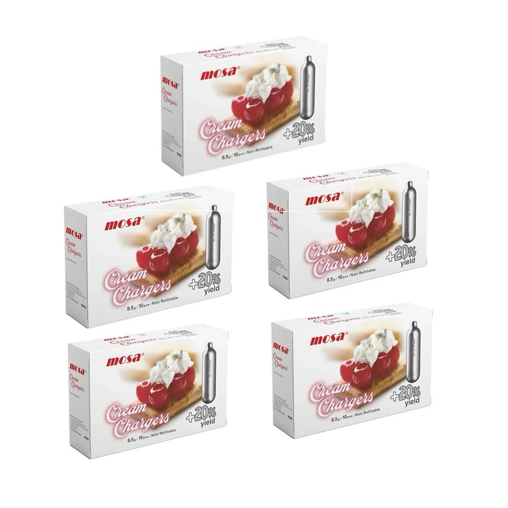 MOSA N2O 奶油發泡 氣彈小鋼瓶 氮氣氣彈 五盒(50入) 新包裝 增量20%