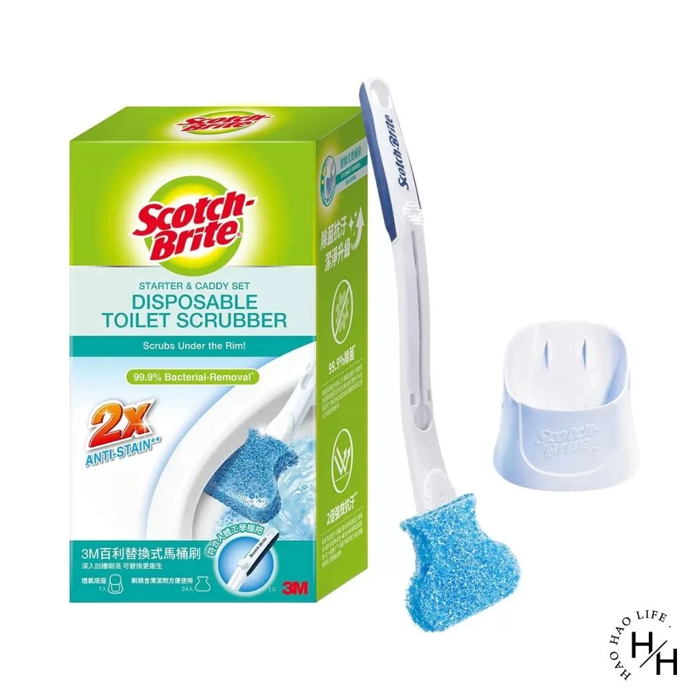 【3M】百利 替換式除菌馬桶刷 (1握把+1底座+24刷頭/組)