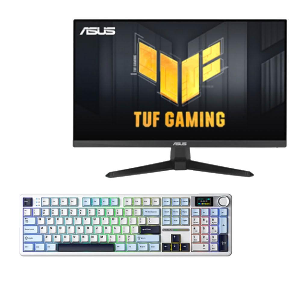 【ASUS 華碩】【破盤價】【24型】TUF VG249QE5A電競螢幕+狼蛛 AULA F108pro(淺藍+白+黑紫)(加碼送滑鼠)