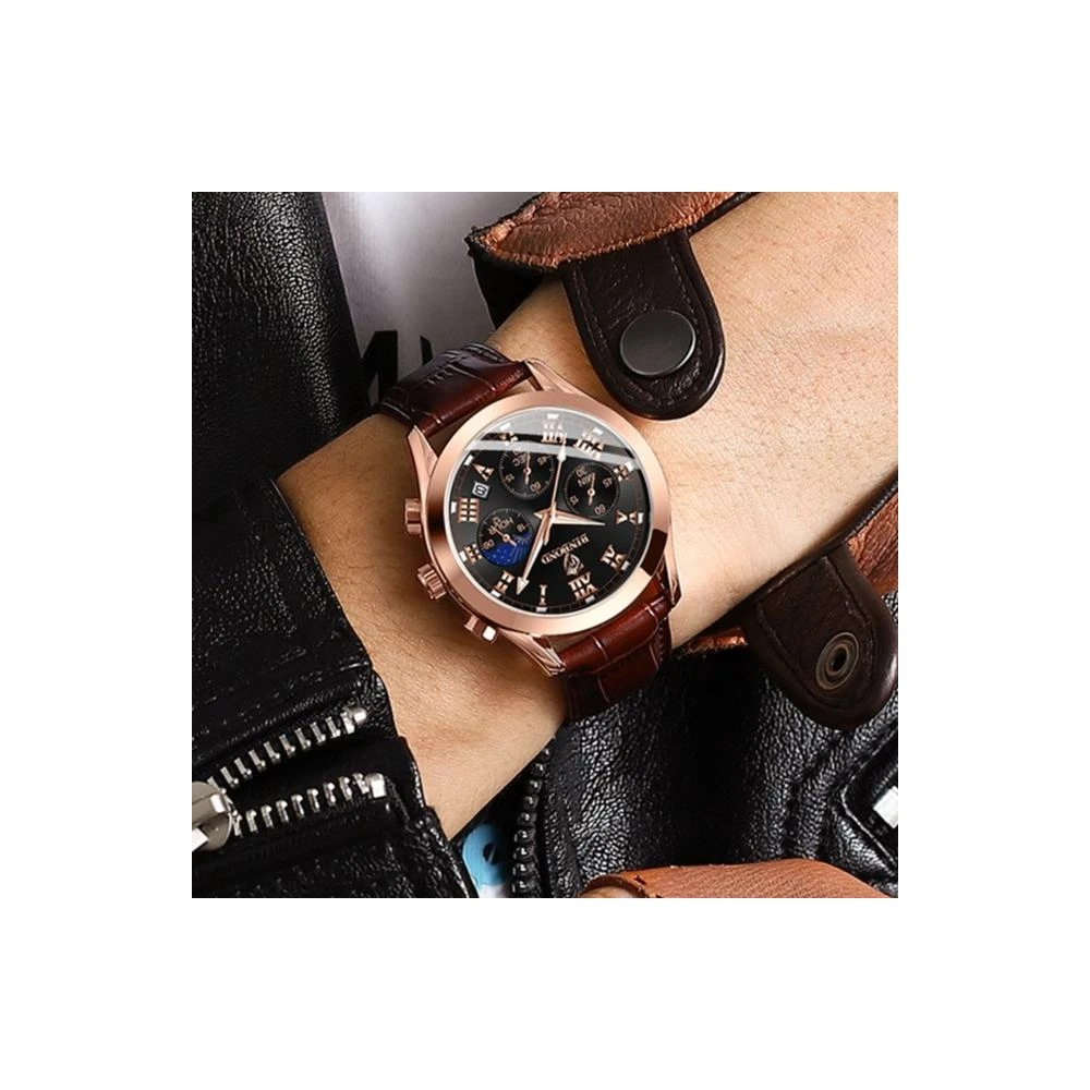 台灣現貨[江心獨具]/賓邦手錶多功能運動三眼六針計時手錶 防水夜光男士手錶 男錶 石英錶 時尚商務手錶 男手錶