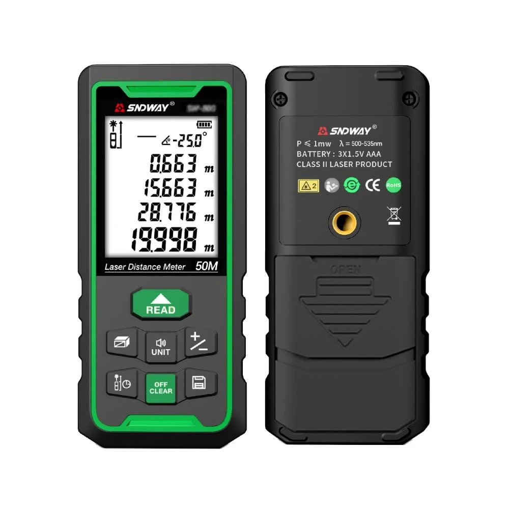SNDWAY 綠光雷射測距儀 語音款｜50M／100M 量距機