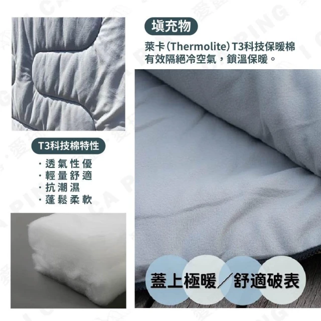 【WildFun 野放】極暖石墨烯方型睡袋 附收納袋 睡帶 速暖 無冰冷感 高導熱 抗靜電 石墨烯 機洗 可拼接 愛露愛玩