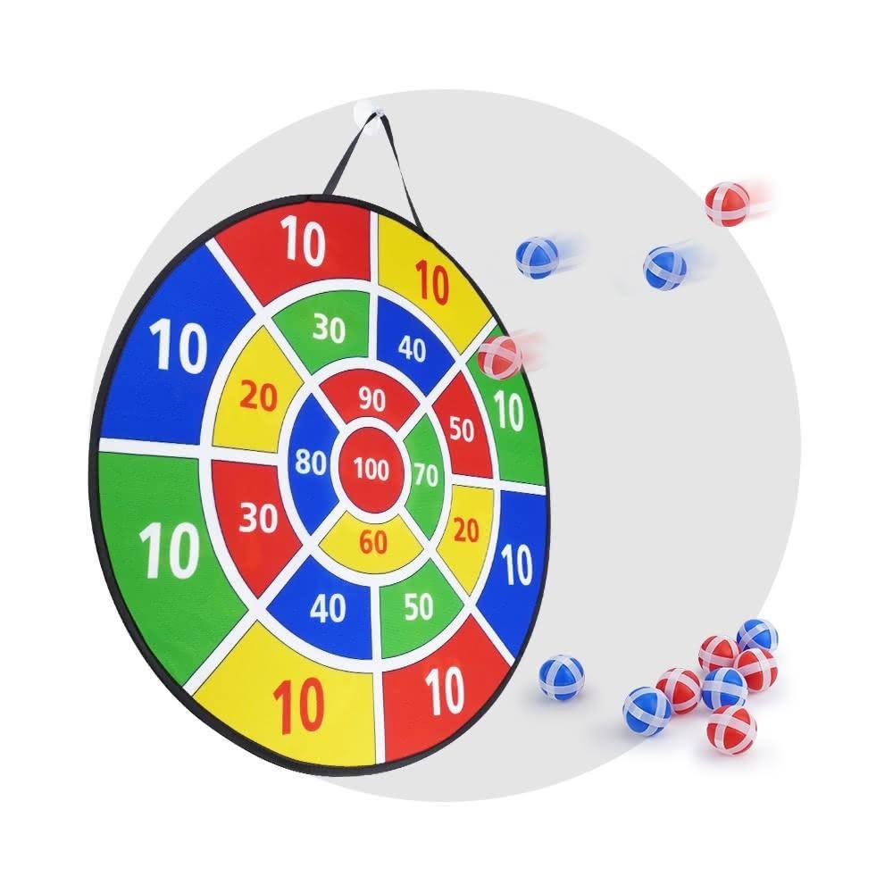 【888便利購】66公分雙面超大面積魔鬼氈布鏢靶（雙面圖案附12顆球）（3秒快速收納/團康露營遊戲）
