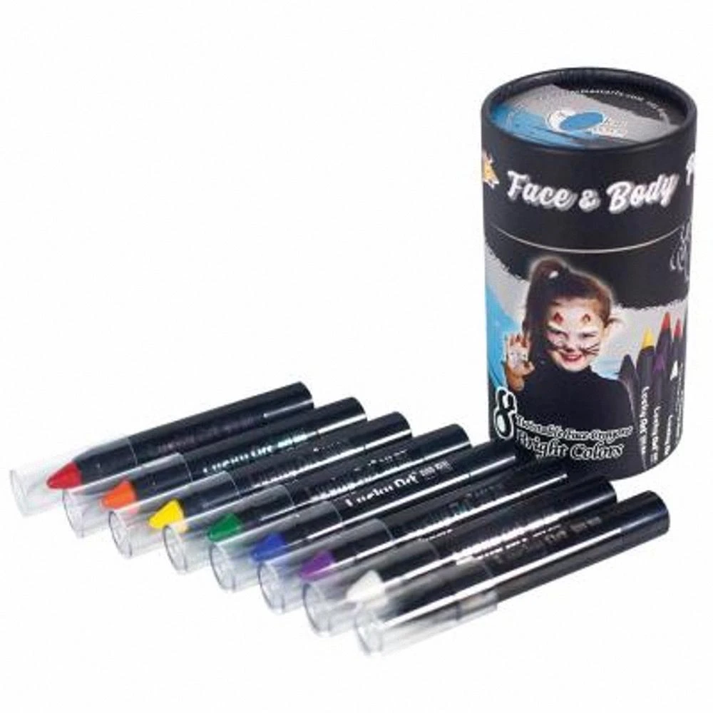 【LuckyArt 蜡藝】 8色油性旋轉式人體彩繪筆｜萬聖節｜聖誕節｜變裝派對必buy｜人體彩繪｜化妝筆｜化裝舞會｜遊行活動 ｜台灣製