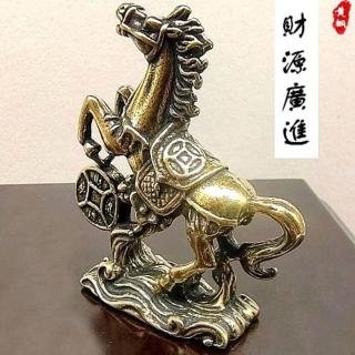純銅馬擺件黃銅招財進寶馬案頭工藝品復古銅雕馬到成功風水擺飾古玩老