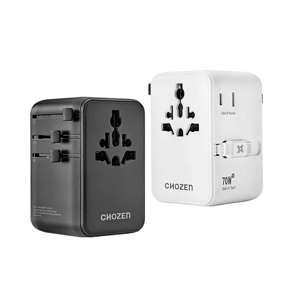 【CHOZEN】六合一 快充萬國插座｜PD70W氮化鎵x自帶快充線｜萬國轉接頭 TAC70