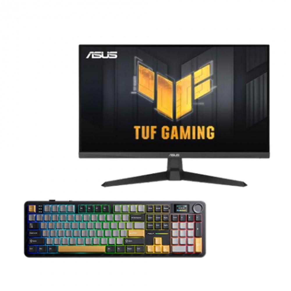 【ASUS 華碩】【破盤價】【27型】華碩 TUF VG279QE5A電競螢幕+狼蛛 AULA F108pro(黑+灰+黄)(加碼送滑鼠)