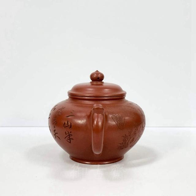 ★ 紫砂　茶壺　顧景舟　★ 宜興　急須　茶道　江蘇省　茶道具 御古齋】中國宜興紫砂壺名師顧景舟笑櫻壺朱泥壺名家款手工拉胚撰刻壺