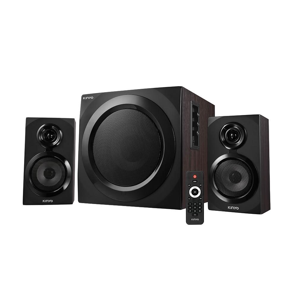 KINYO KY-1882 是一款戶外使用的三件式2.1聲道重低音音箱，提供40W-60W輸出功率，支援AUX、USB與藍芽連線方式，並附有遙控器，方便操作。主要材質為木質，設計為黑色與棕色/咖啡色兩種選擇，適合室內與戶外使用，帶來高品質音效體驗。