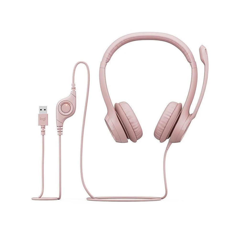 【Logitech 羅技】Logitech 羅技 H390 USB有線耳機麥克風 玫瑰粉