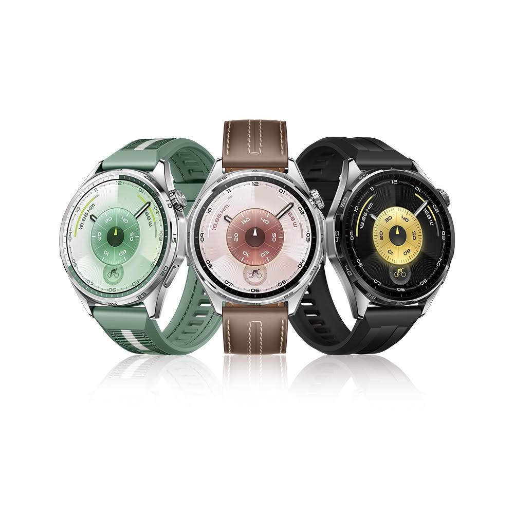 Huawei華為 Watch GT 6 46mm 智慧手錶，具備心率偵測、游泳防水、內建音樂播放、藍芽通話及社群訊息功能，適合路跑、室內運動與游泳使用。支援iOS與Android系統，提供曜石黑與琥珀棕兩種顏色選擇，螢幕尺寸2吋以下，待機時間達8-30天，輕巧設計僅約54.7g，內容物依原廠出貨為主，並具備NCC認證碼CCAK25LP1790T7。