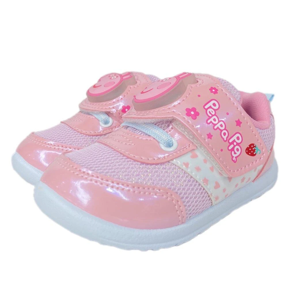 佩佩豬 女童運動鞋 台灣製 粉紅豬小妹 正版授權 魔鬼氈 電燈鞋 球鞋 童鞋 15-19號