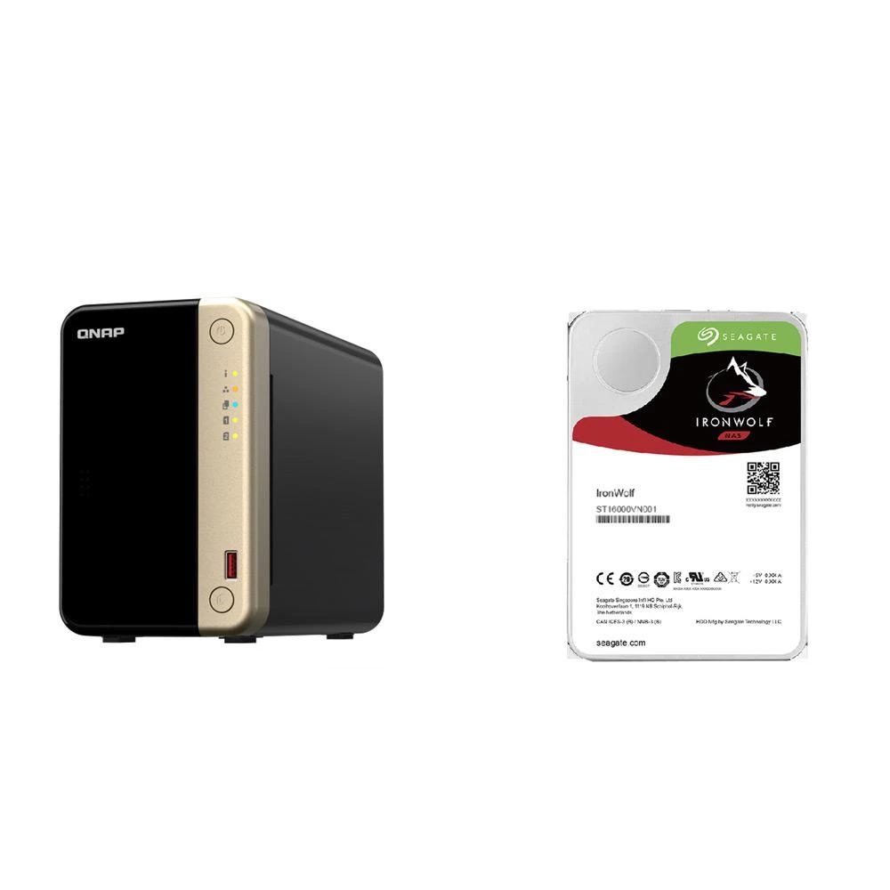 【QNAP 威聯通】〈自MO價〉TS-264-8G NAS+Seagate 那嘶狼 12TB NAS硬碟(X2)