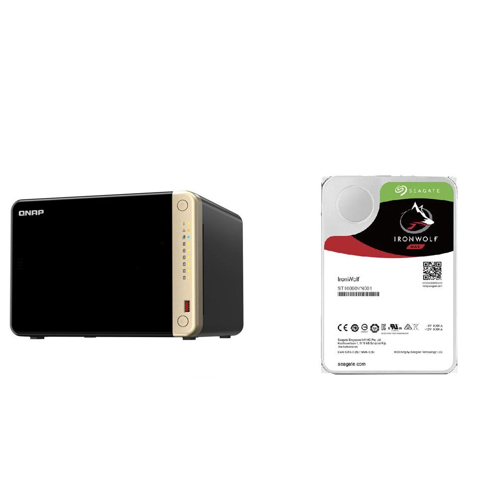 【QNAP 威聯通】〈自MO價〉TS-664-8G NAS+Seagate 那嘶狼 12TB NAS硬碟(X2)