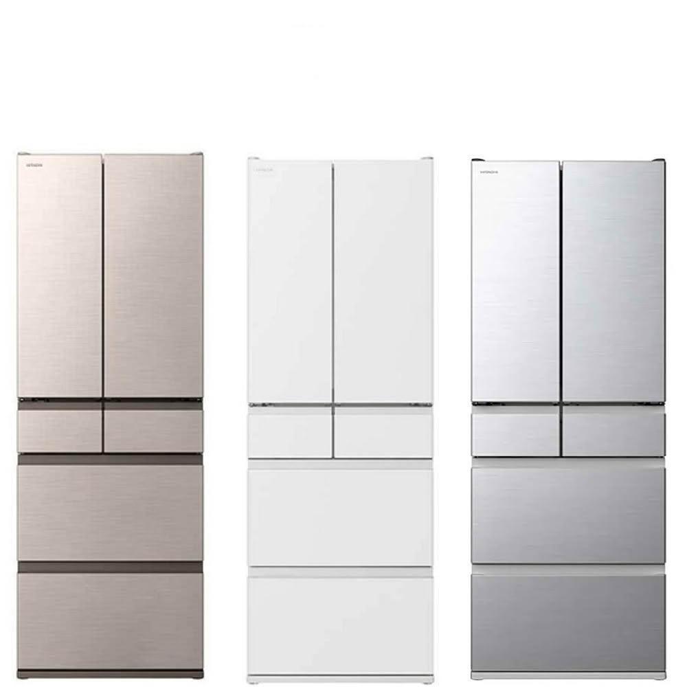 HITACHI 日立 RHSF53NJ 型號冰箱，527L 大容量六門對開設計，採用變頻馬達與日本原裝進口工藝，提供高效省電第1級能源效率。尺寸 650x701x1833 mm，銀色系外觀時尚，適閤家庭使用。110V/60Hz 電壓，包含基本安裝服務，全機1年保固、壓縮機5年保固。環保設計，BSMI 認證 R31270，優質冷媒系統確保新鮮保鮮，您的理想廚房夥伴！