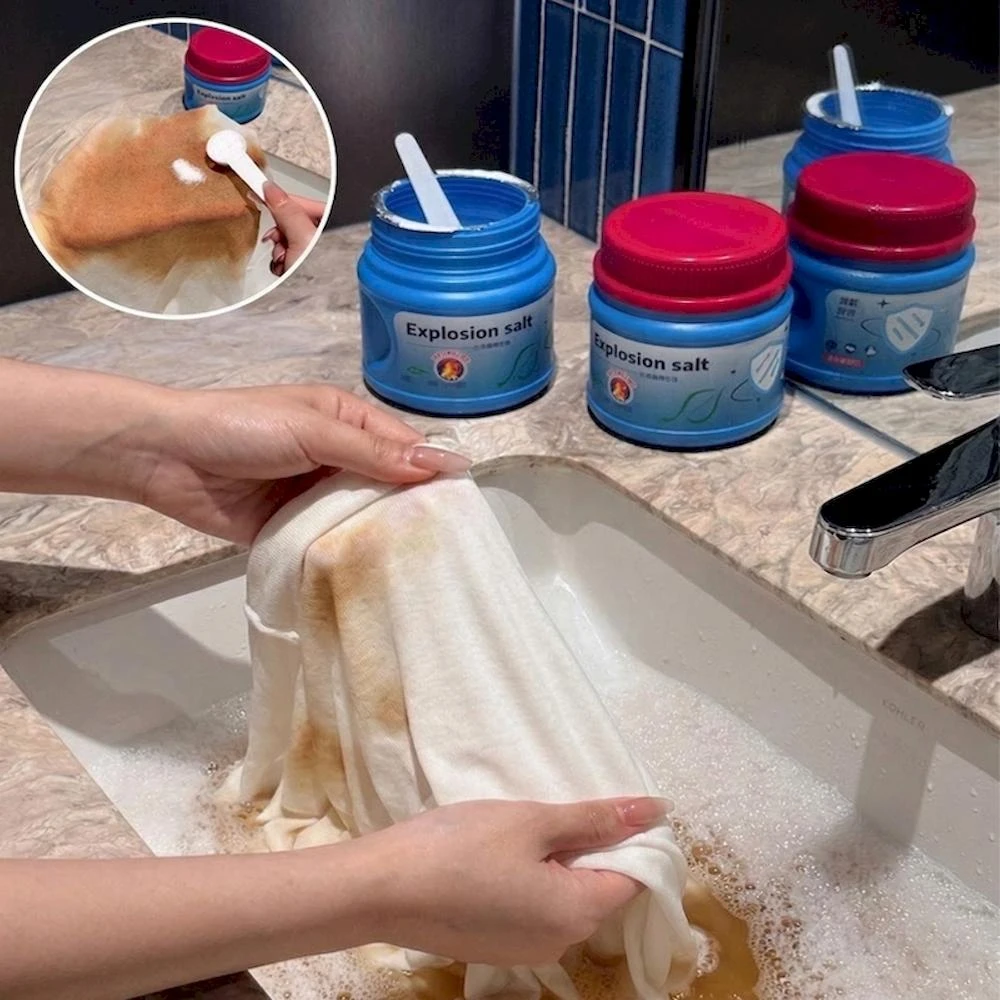 【松鼠購物】生物酶洗衣爆炸鹽 大容量 洗衣粉 護色 漂粉 衣物去漬劑 洗衣精 強效 除霉 衣領清潔劑 衣服 布料沙發 清洗 500g