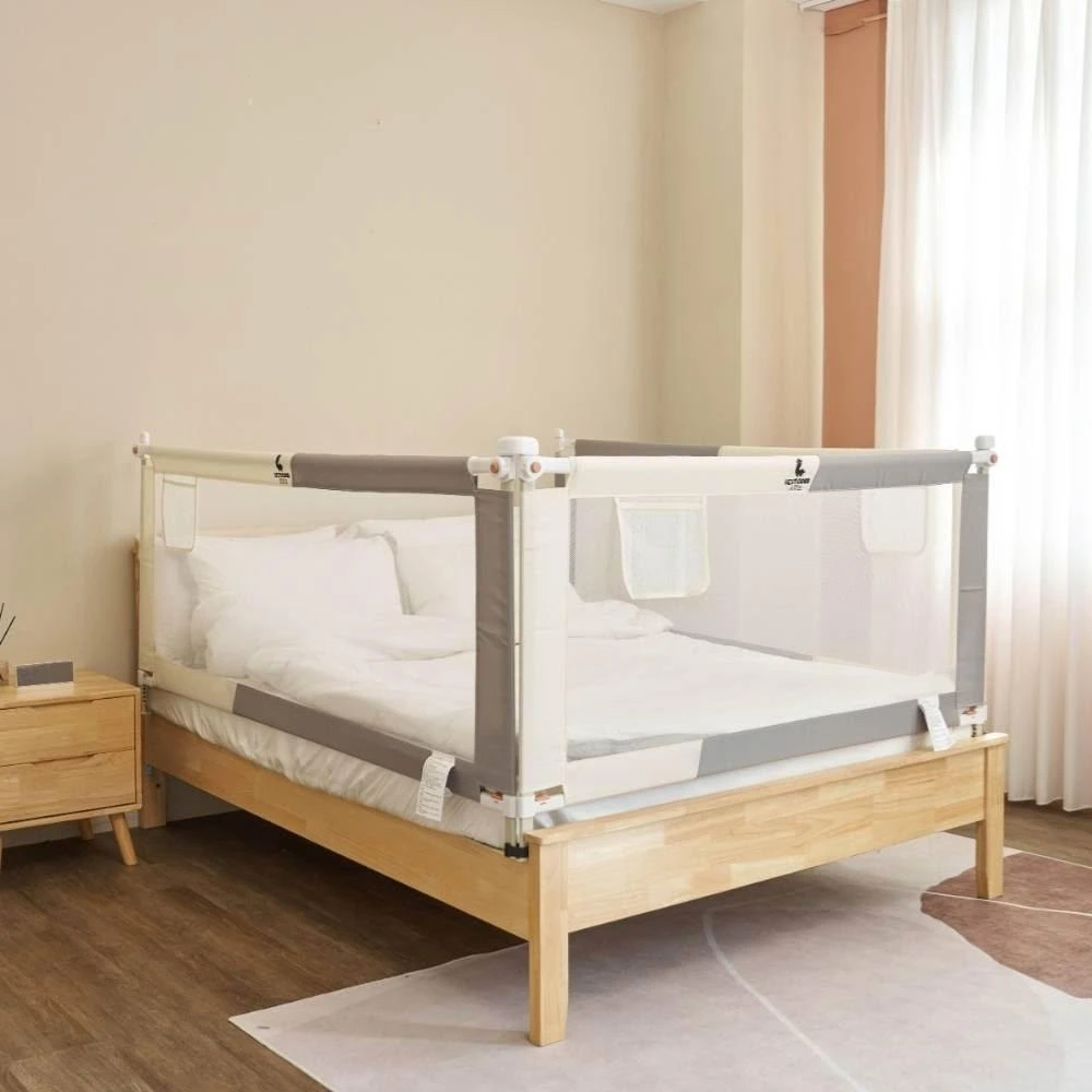 【BestGood 貝貝佳】貝貝佳 升降兒童床圍欄凵型共3片免螺絲組裝 不限床厚度(雙人床專用 組裝簡單 更換床單更方便)