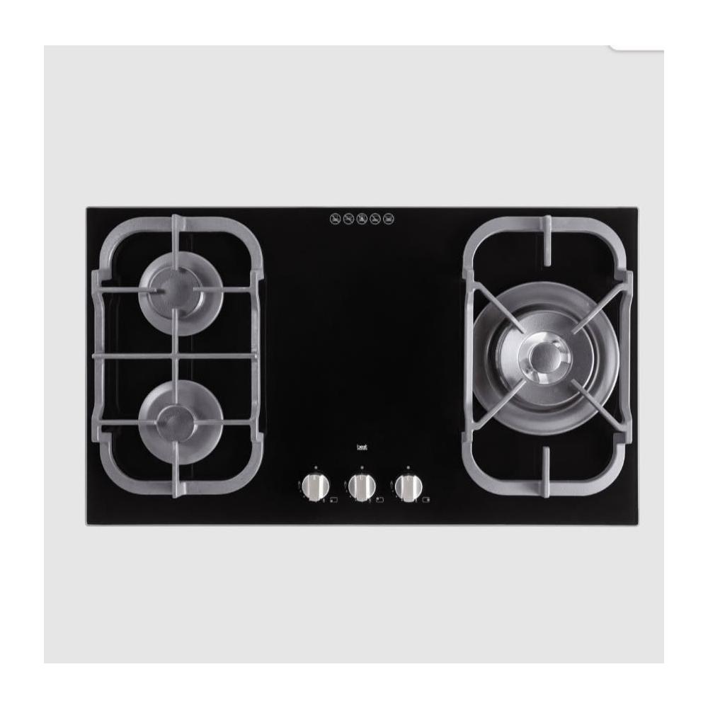 Best貝斯特 GH7055 三口傳統外擴火焰瓦斯爐，採用耐熱強化玻璃爐臺，堅固耐用且易清潔。電子連續點火設計，操作便捷安全。適用天然瓦斯及液化瓦斯，瓦斯消耗量7~8kW，能源效率第四級。機體尺寸780 x 450 x 58 mm，挖孔尺寸720 x 420 mm，使用110V/60Hz電源。保固1年，BSMI許可T31228，專業廚房必備選擇。