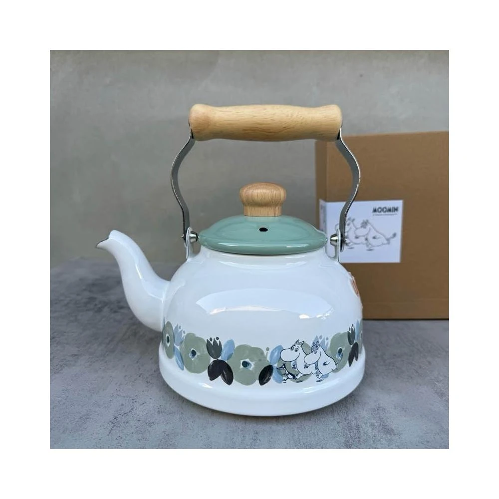 【FUJIHORO 富士琺瑯】日本 嚕嚕米 moomin 富士琺瑯壺 1.6L IH爐對應 附原廠外盒 木柄 煮水壺  琺瑯壺  新居賀禮