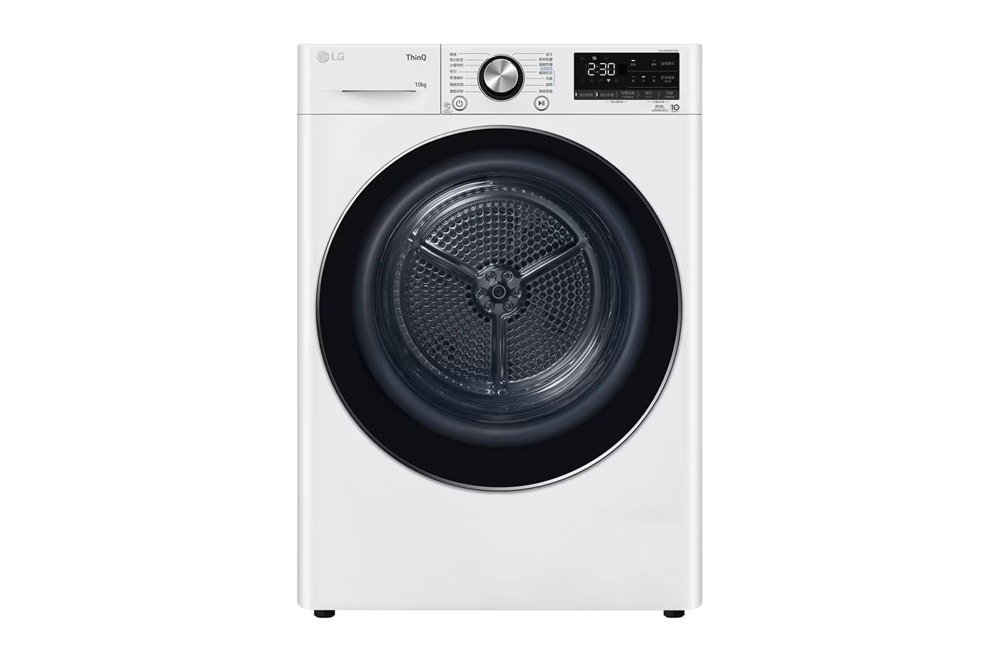 【LG 樂金】WR-100VW｜雙迴轉變頻｜10公斤｜免曬衣｜乾衣機｜冰瓷白｜精選方案