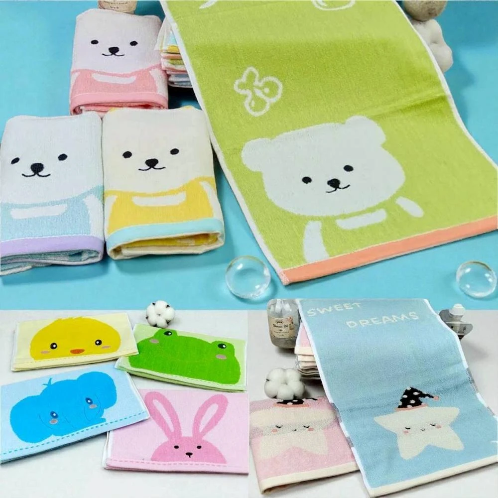 觸感柔軟絲滑｜高吸水力｜快乾透氣｜純棉童巾 幼兒洗臉巾 吸水透氣 不刺激肌膚 擦手巾 童巾 毛巾 吸水巾
