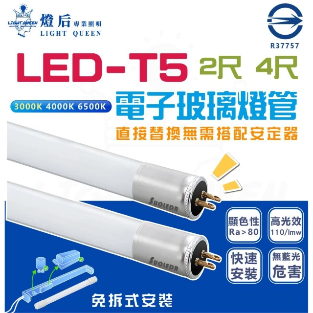台灣CNS認證 LED T5 電子玻璃燈管 2尺 / 4尺 細燈管 玻璃燈管 LED燈管 免摘安定器