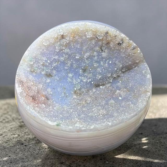 尋寶家水晶】【BK-58】｜藍紋瑪瑙滿天星開口笑｜完整開口・晶體閃亮