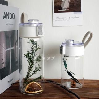 UDlab｜[耐熱玻璃] 玻璃水壺 咖啡隨行杯 500ml 附茶濾 玻璃隨行杯 日系彈蓋隨行杯 AK02-003