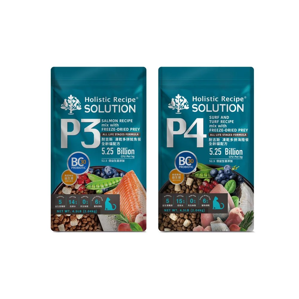 【耐吉斯】P系列 凍乾多拼無穀貓飼料 4.3KG (P3鮭魚/P4海陸餐；全齡貓)