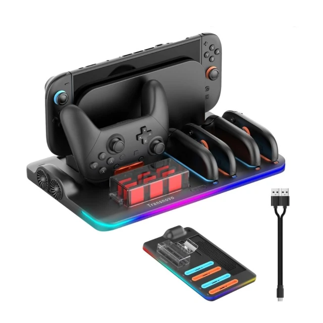 現貨 Transnovo 多功能充電收納底座｜相容於 Switch 2 充電座 充電器 一站式充電 RGB 散熱