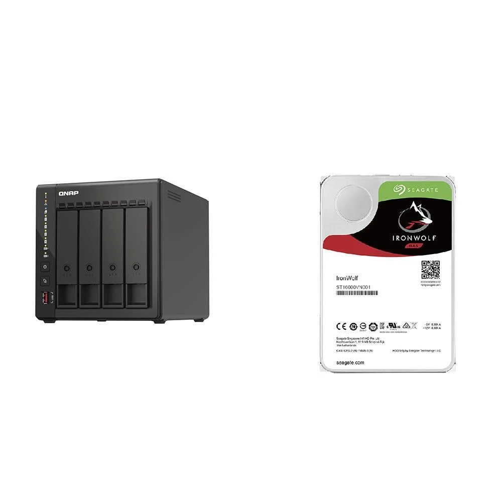 【QNAP 威聯通】〈自MO價〉TS-453E-8G NAS伺服器+Seagate 那嘶狼 12TB NAS硬碟(X2)