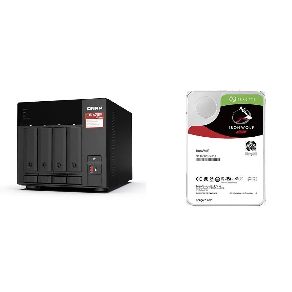 【QNAP 威聯通】〈自MO價〉TS-473A-8G NAS+Seagate 那嘶狼 12TB NAS硬碟(X2)