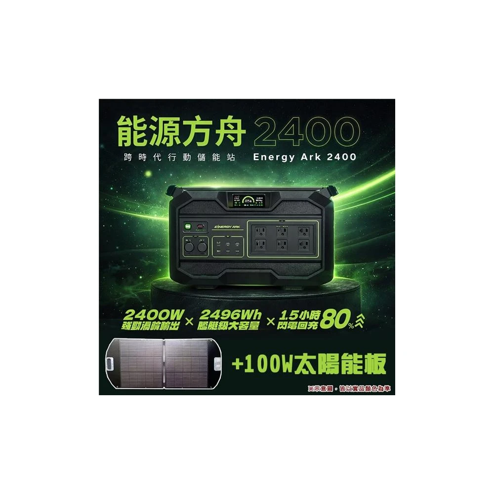 【大山野營】預購 ENERCENTRIK 能源方舟 2400W +太陽能板100W 2.4度電 行動電源 行動電池
